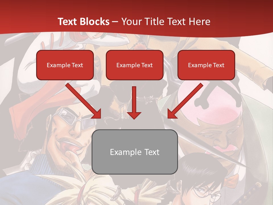 A Group Of Anime Characters With A Red Background PowerPoint Template
