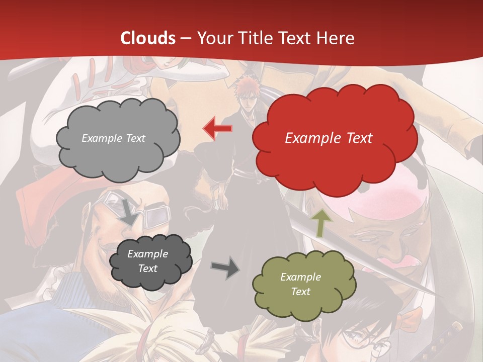 A Group Of Anime Characters With A Red Background PowerPoint Template