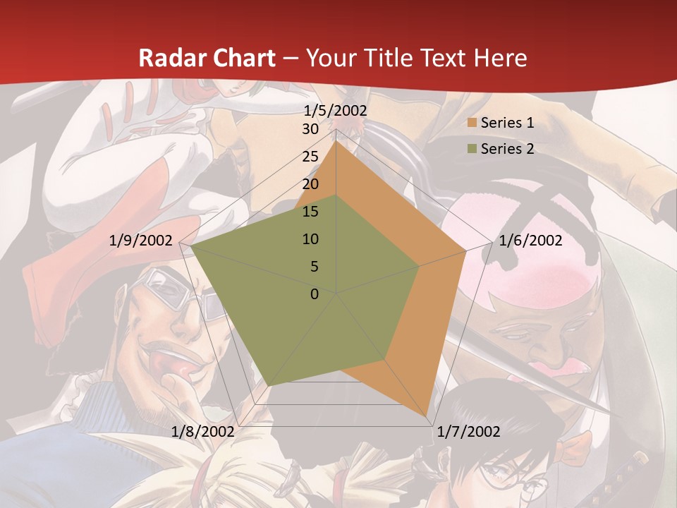 A Group Of Anime Characters With A Red Background PowerPoint Template