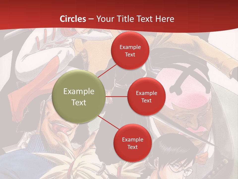 A Group Of Anime Characters With A Red Background PowerPoint Template