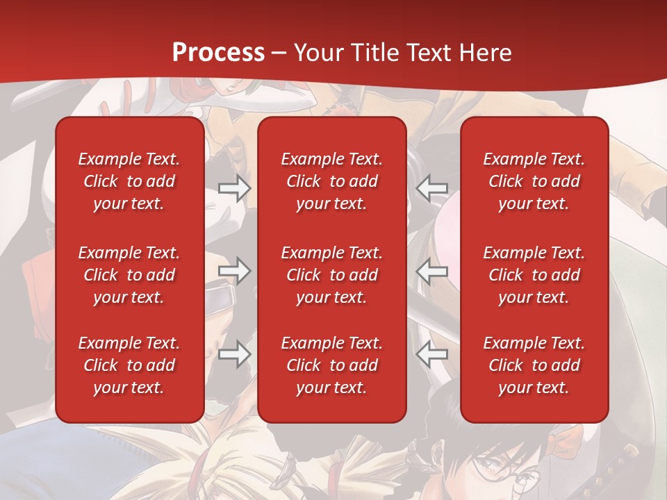 A Group Of Anime Characters With A Red Background PowerPoint Template