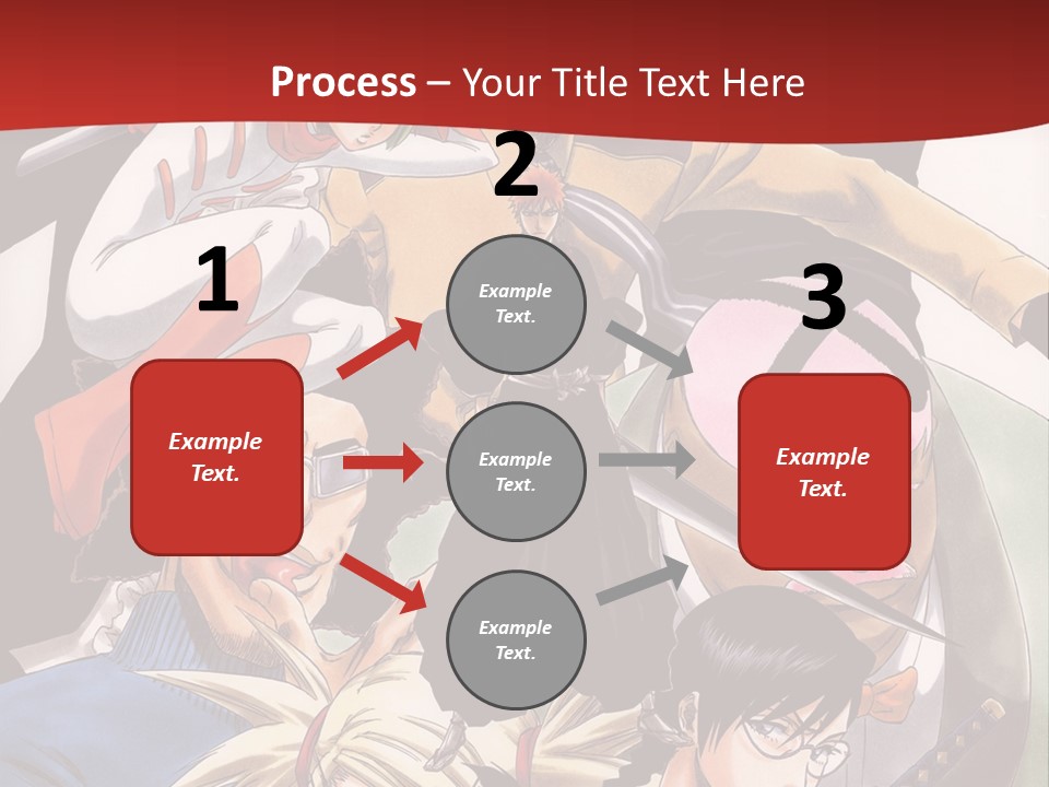 A Group Of Anime Characters With A Red Background PowerPoint Template