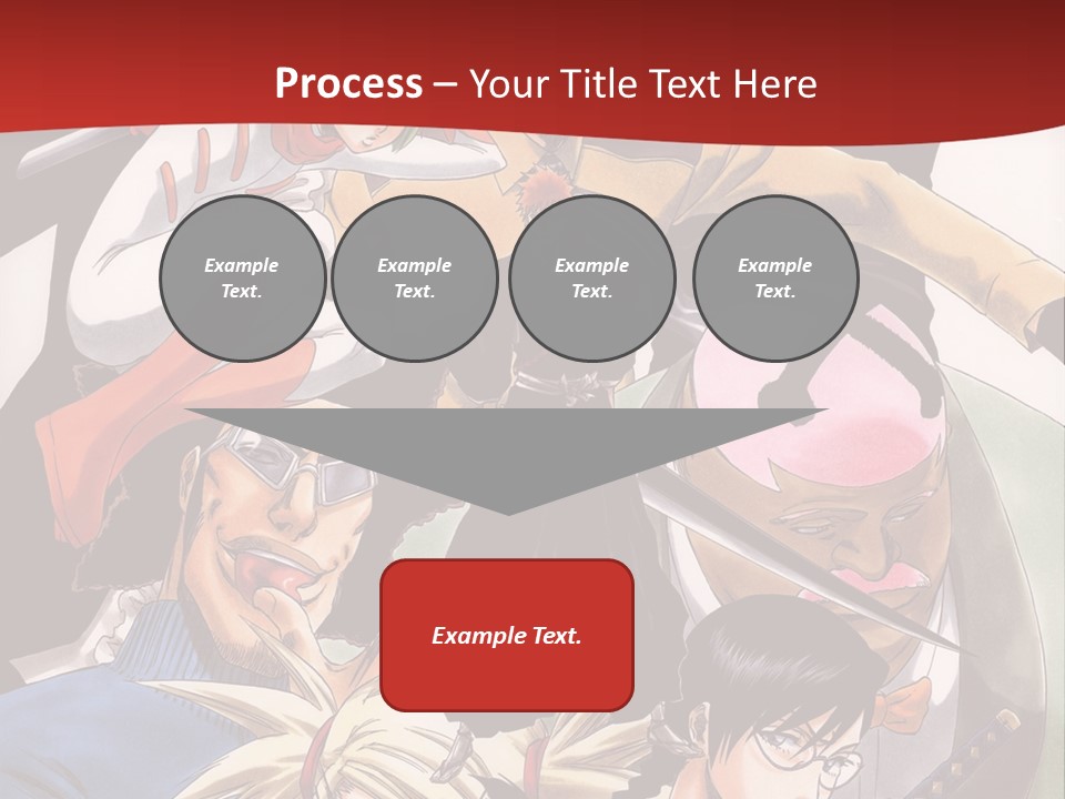 A Group Of Anime Characters With A Red Background PowerPoint Template
