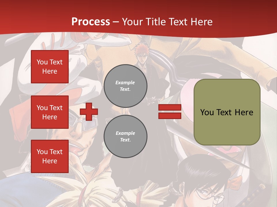 A Group Of Anime Characters With A Red Background PowerPoint Template