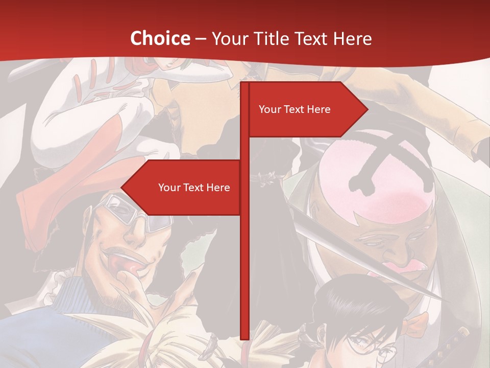 A Group Of Anime Characters With A Red Background PowerPoint Template