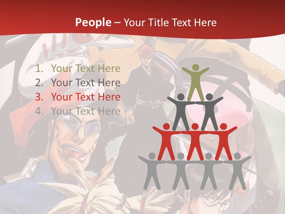 A Group Of Anime Characters With A Red Background PowerPoint Template