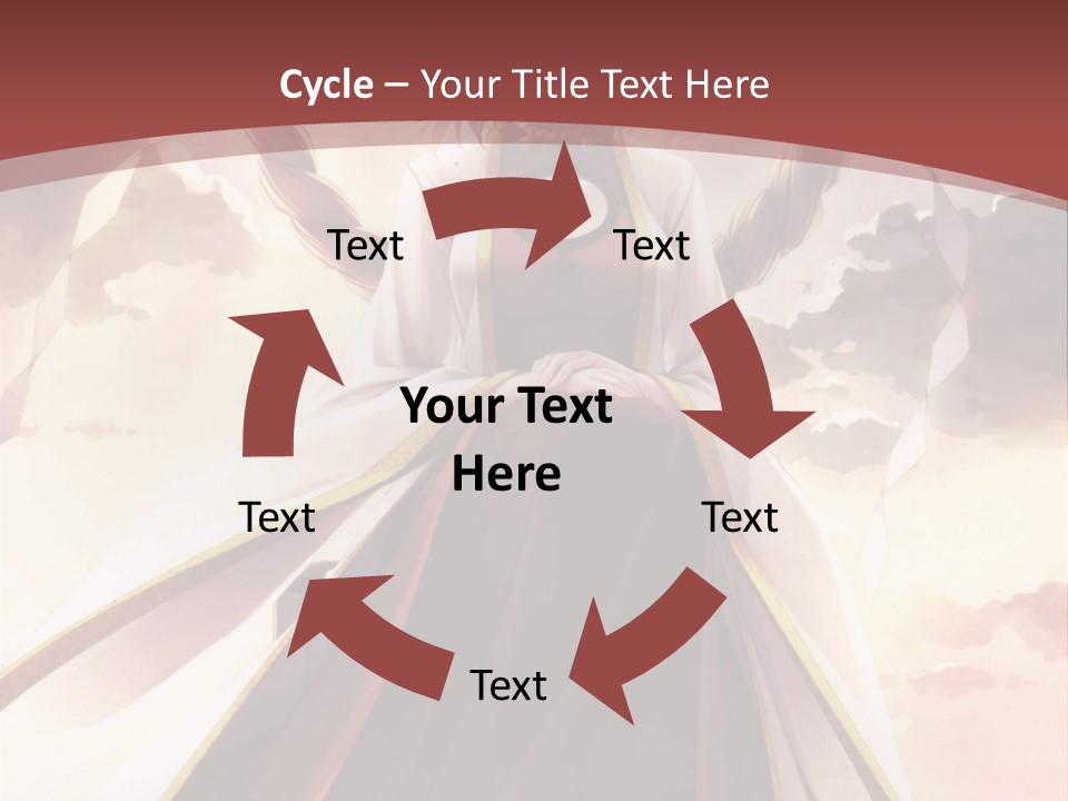 A Woman In A Red Dress Standing In Front Of A Cloudy Sky PowerPoint Template