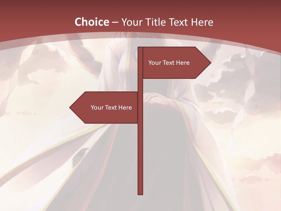 A Woman In A Red Dress Standing In Front Of A Cloudy Sky PowerPoint Template