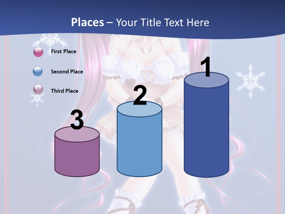 A Girl With Pink Hair And Bunny Ears Is Standing In Front Of A Blue Background PowerPoint Template