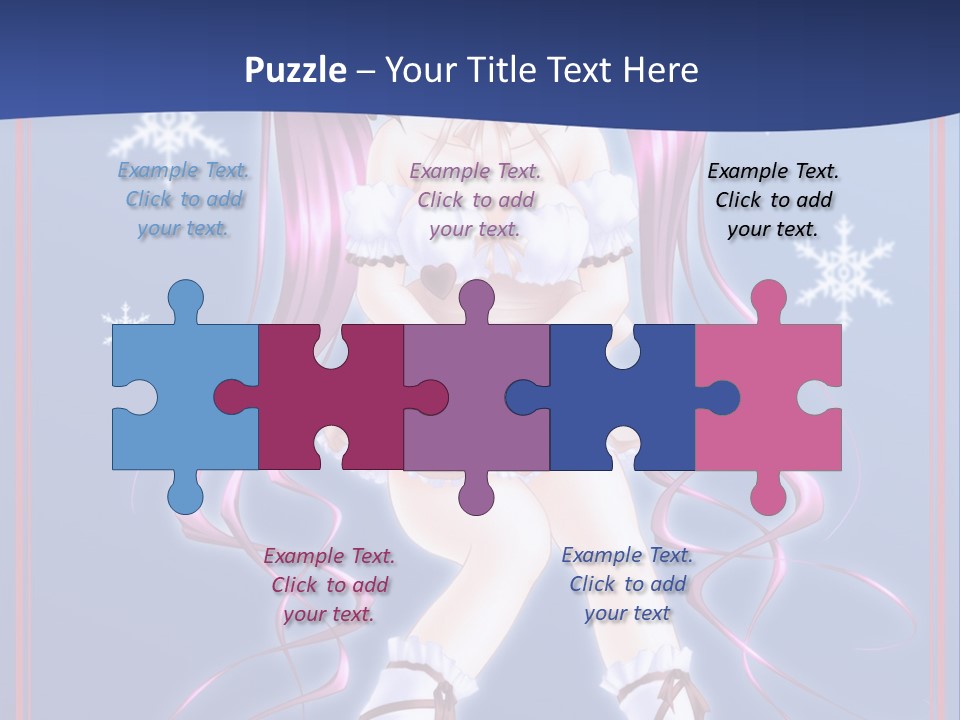 A Girl With Pink Hair And Bunny Ears Is Standing In Front Of A Blue Background PowerPoint Template