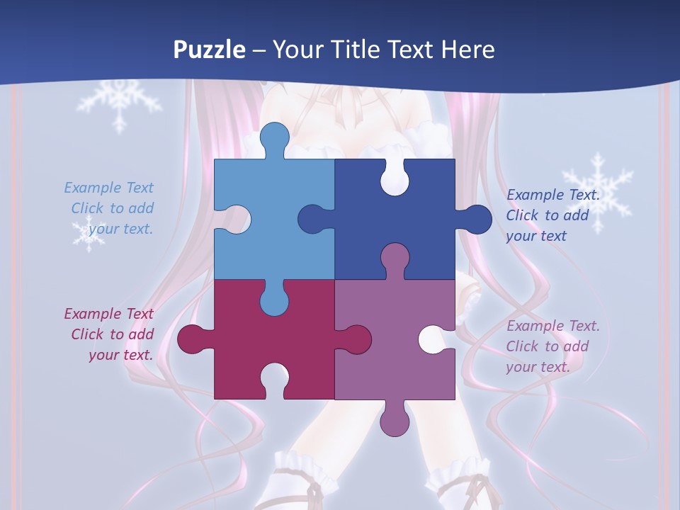 A Girl With Pink Hair And Bunny Ears Is Standing In Front Of A Blue Background PowerPoint Template