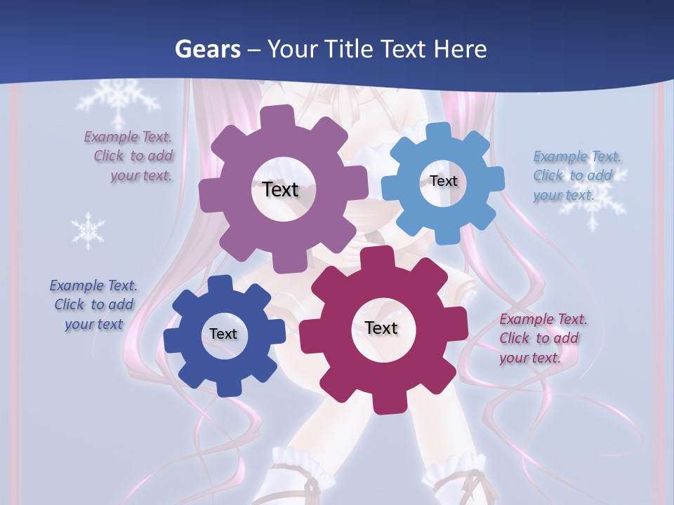 A Girl With Pink Hair And Bunny Ears Is Standing In Front Of A Blue Background PowerPoint Template