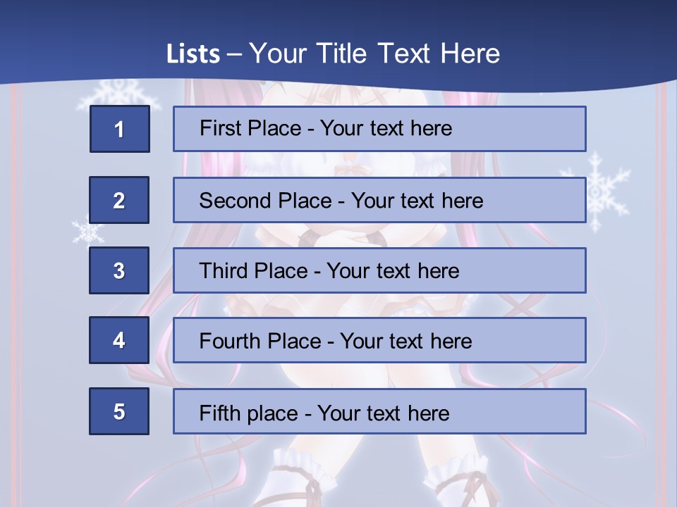 A Girl With Pink Hair And Bunny Ears Is Standing In Front Of A Blue Background PowerPoint Template