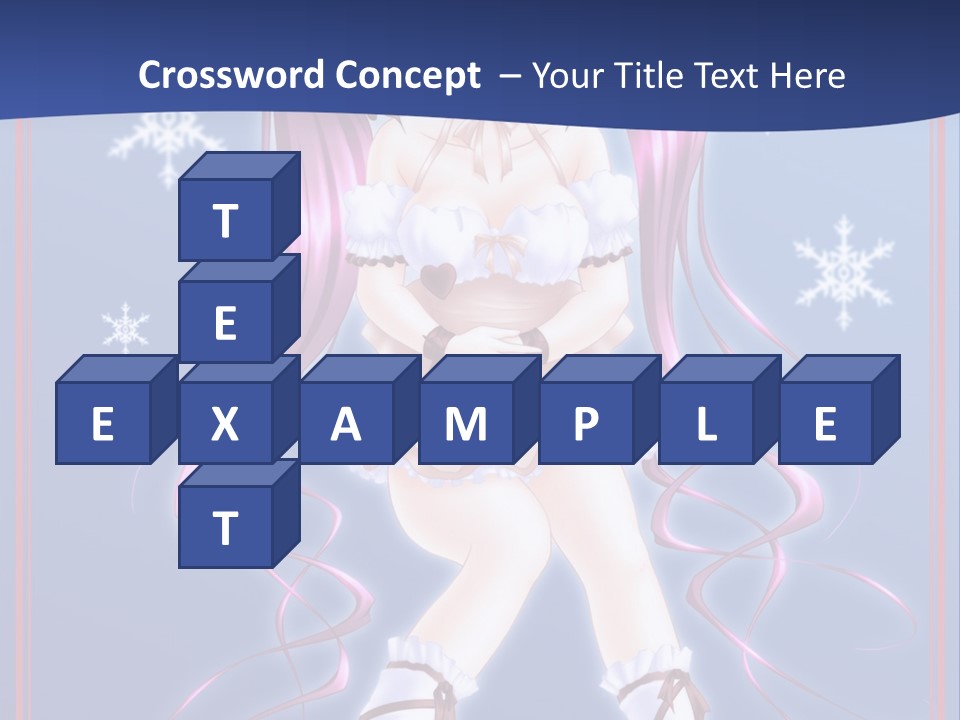 A Girl With Pink Hair And Bunny Ears Is Standing In Front Of A Blue Background PowerPoint Template