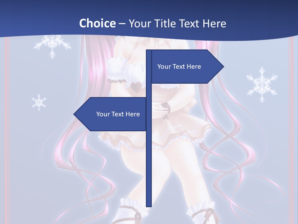 A Girl With Pink Hair And Bunny Ears Is Standing In Front Of A Blue Background PowerPoint Template