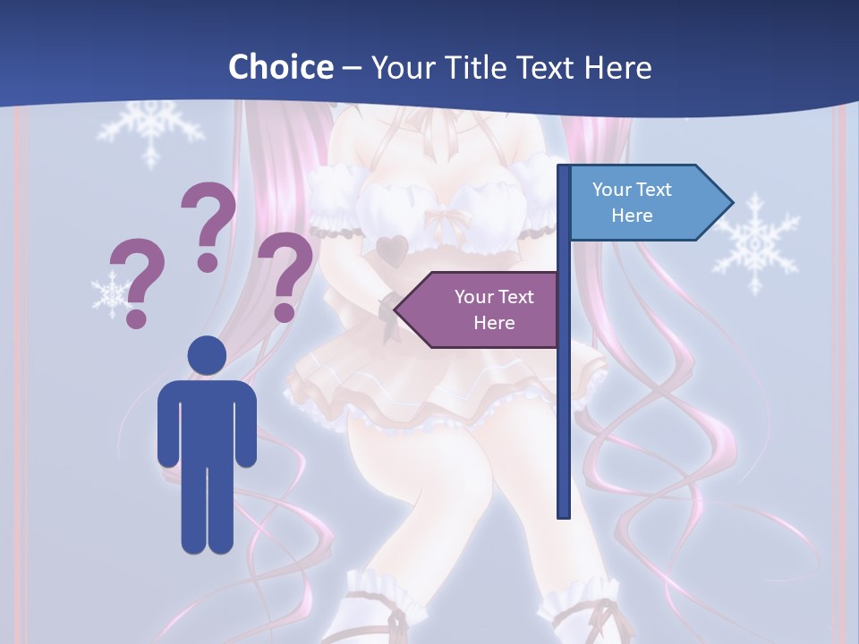 A Girl With Pink Hair And Bunny Ears Is Standing In Front Of A Blue Background PowerPoint Template