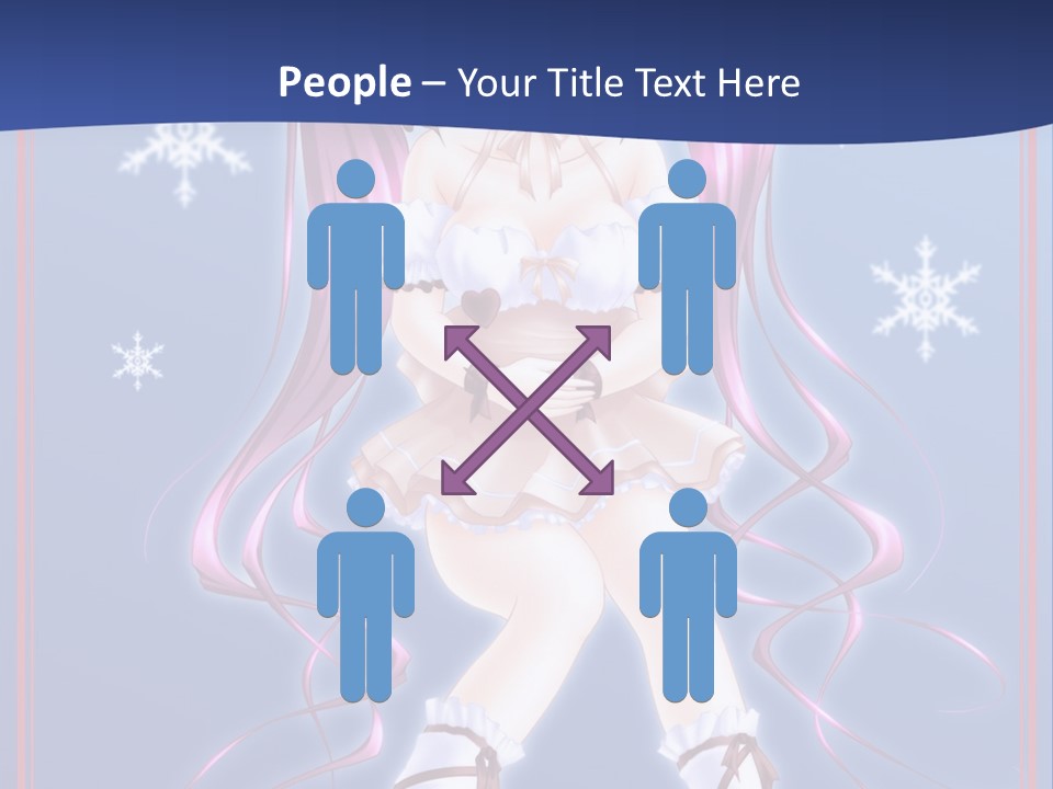 A Girl With Pink Hair And Bunny Ears Is Standing In Front Of A Blue Background PowerPoint Template