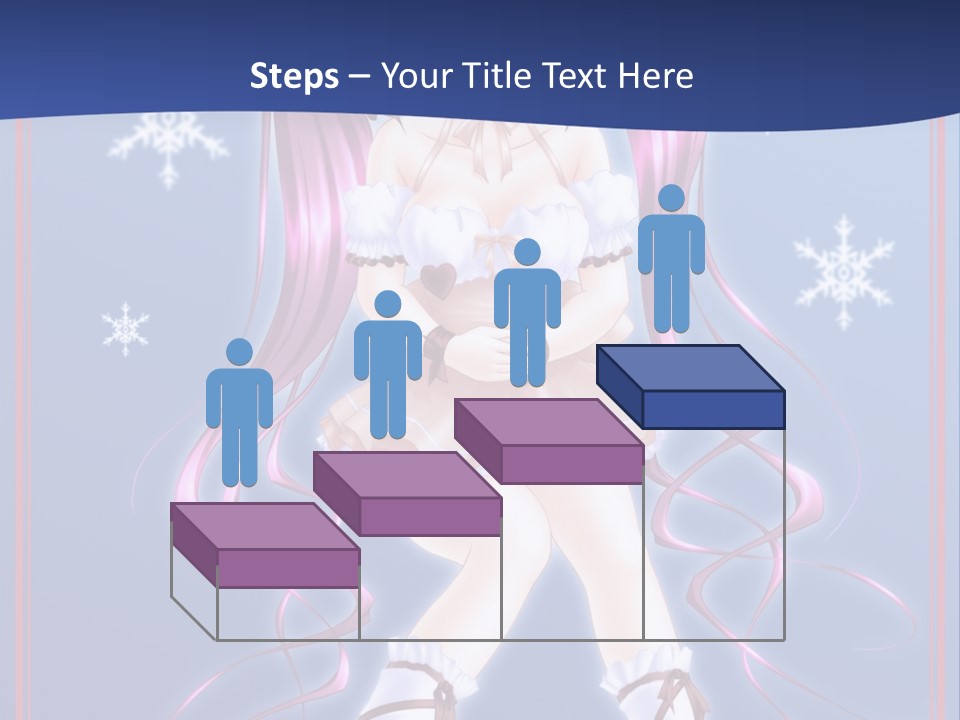 A Girl With Pink Hair And Bunny Ears Is Standing In Front Of A Blue Background PowerPoint Template