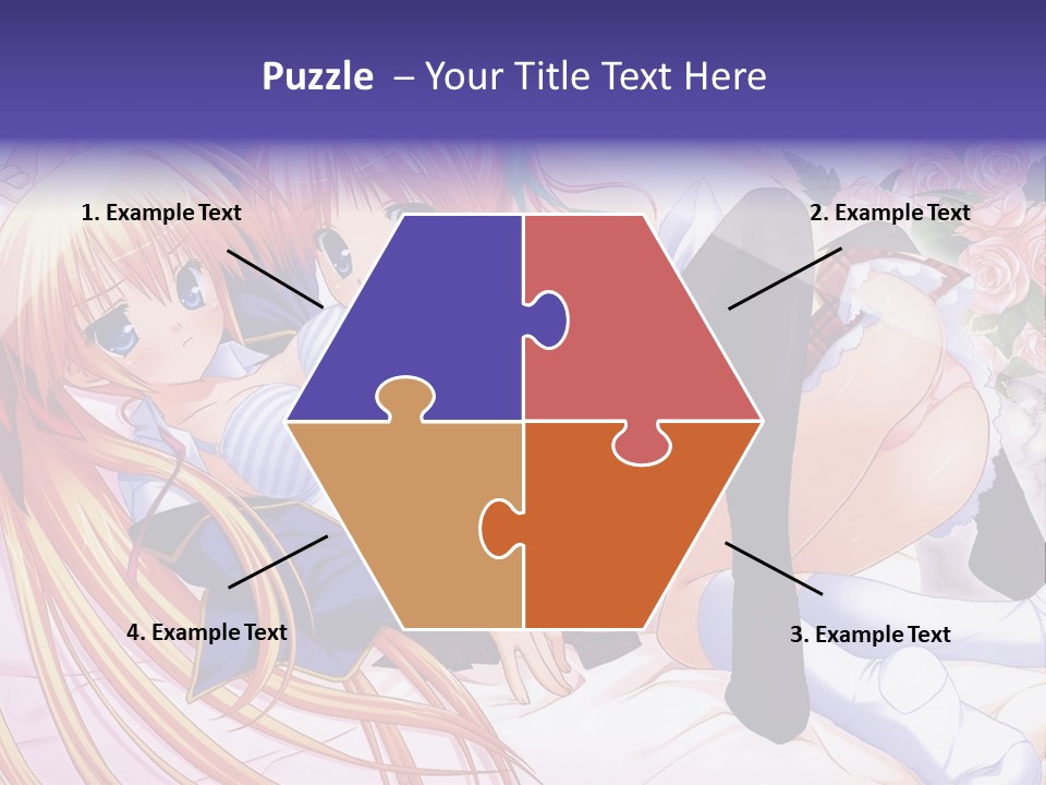 A Couple Of Anime Girls Laying Next To Each Other PowerPoint Template