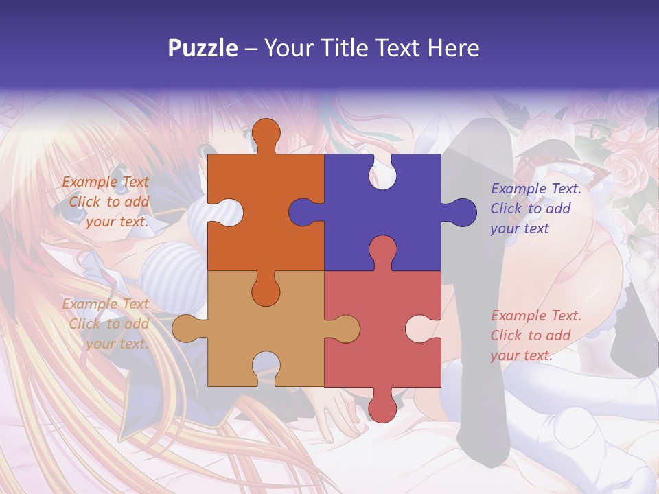 A Couple Of Anime Girls Laying Next To Each Other PowerPoint Template