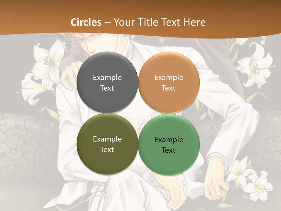 A Man And Woman Sitting On A Couch With Flowers PowerPoint Template