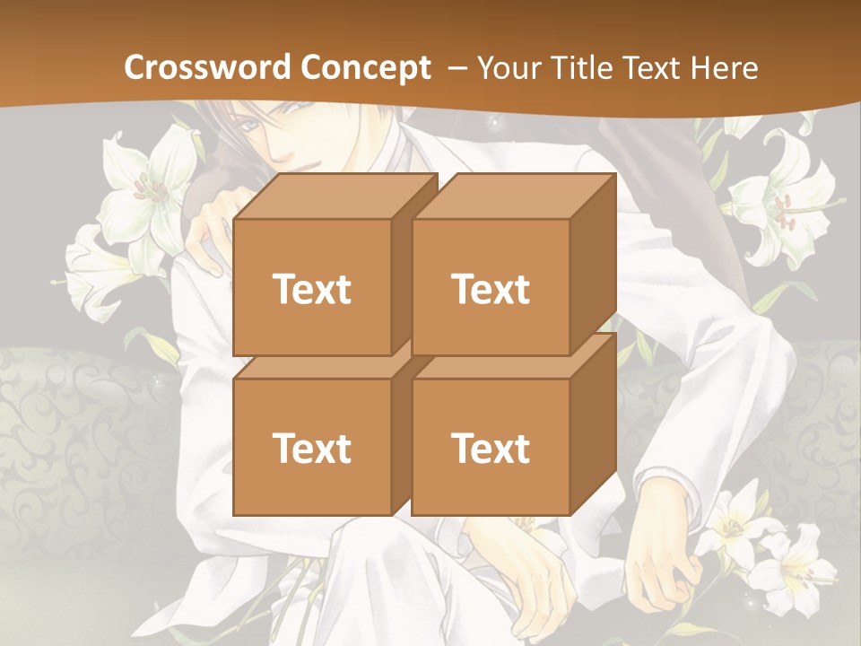 A Man And Woman Sitting On A Couch With Flowers PowerPoint Template