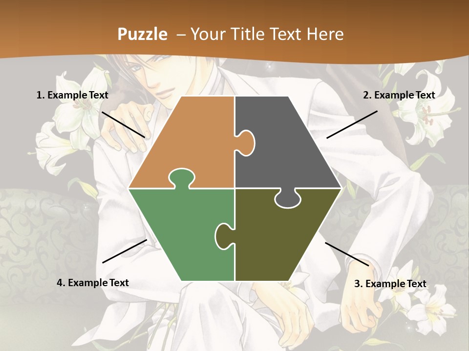 A Man And Woman Sitting On A Couch With Flowers PowerPoint Template