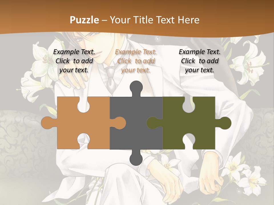 A Man And Woman Sitting On A Couch With Flowers PowerPoint Template