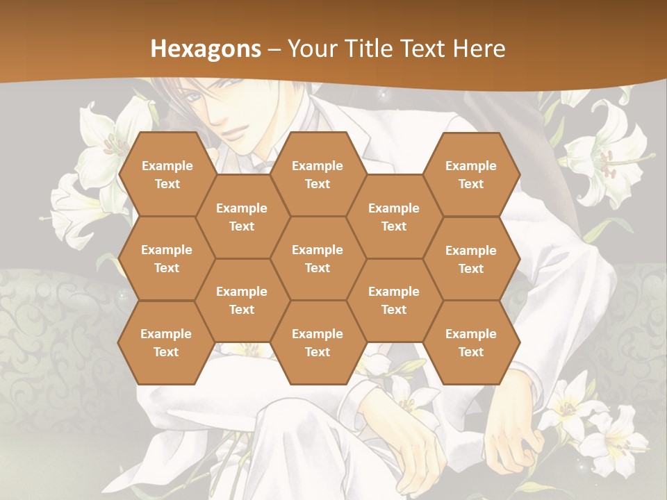 A Man And Woman Sitting On A Couch With Flowers PowerPoint Template