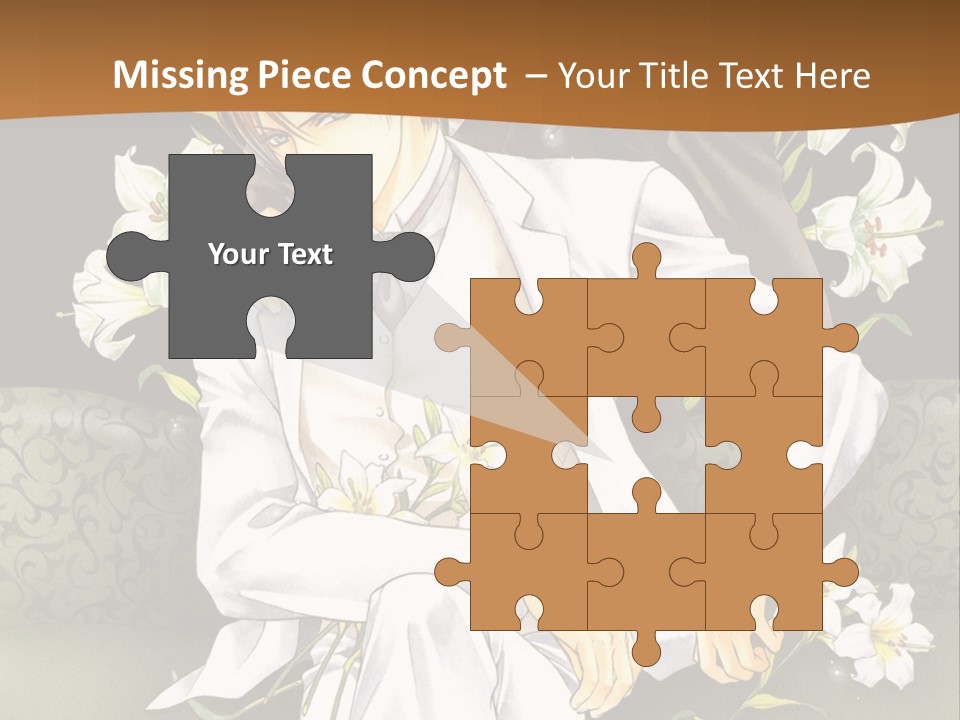 A Man And Woman Sitting On A Couch With Flowers PowerPoint Template