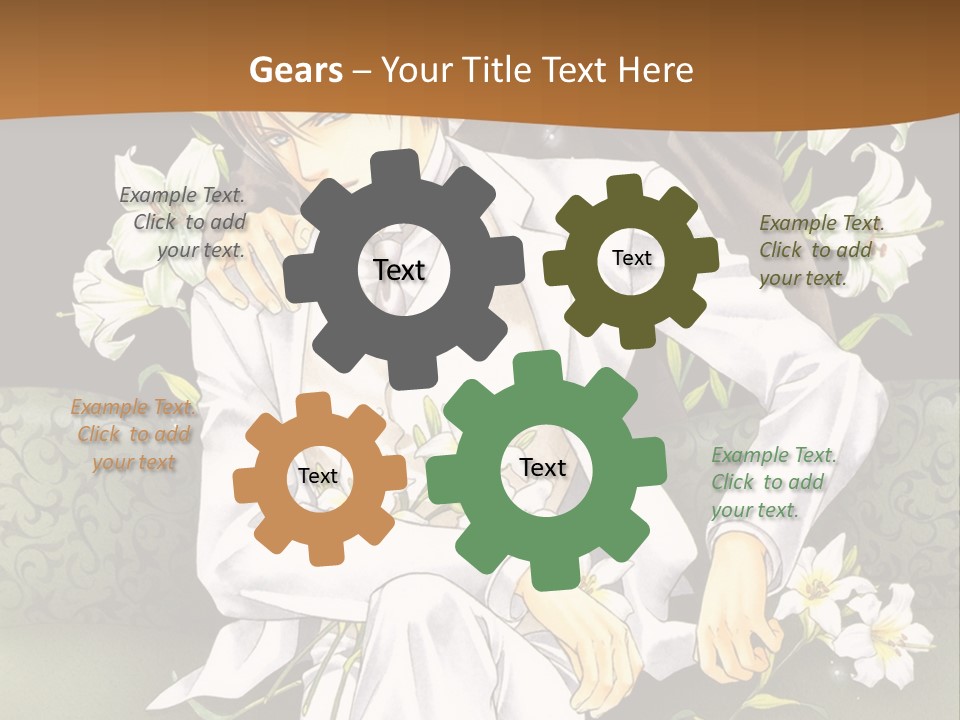 A Man And Woman Sitting On A Couch With Flowers PowerPoint Template