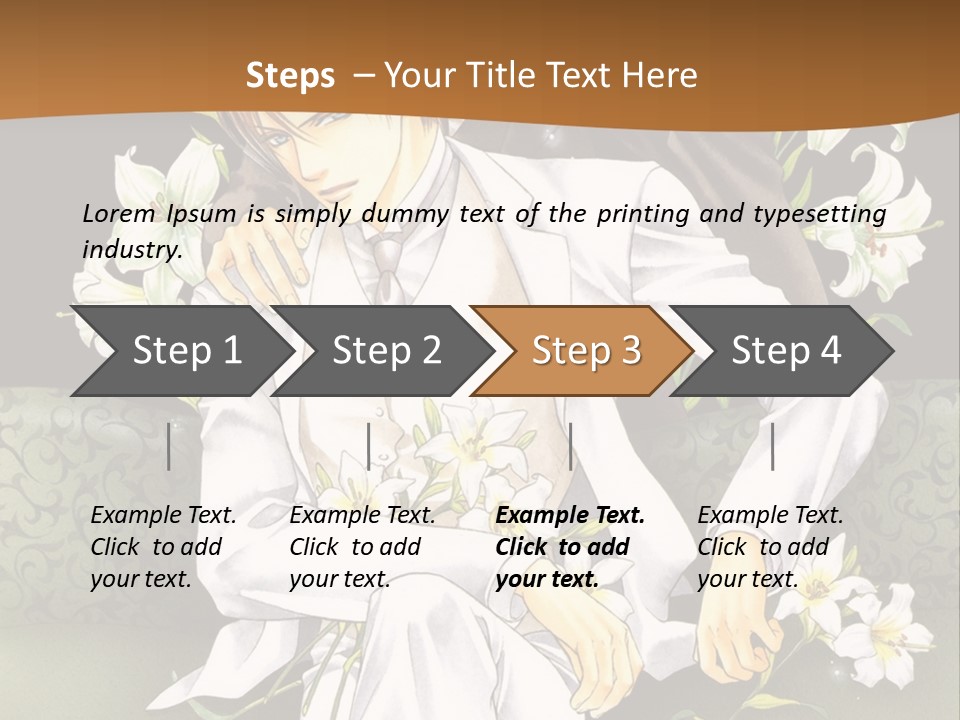 A Man And Woman Sitting On A Couch With Flowers PowerPoint Template