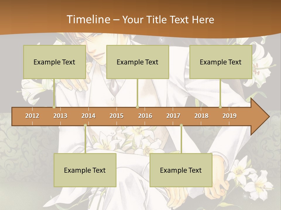A Man And Woman Sitting On A Couch With Flowers PowerPoint Template