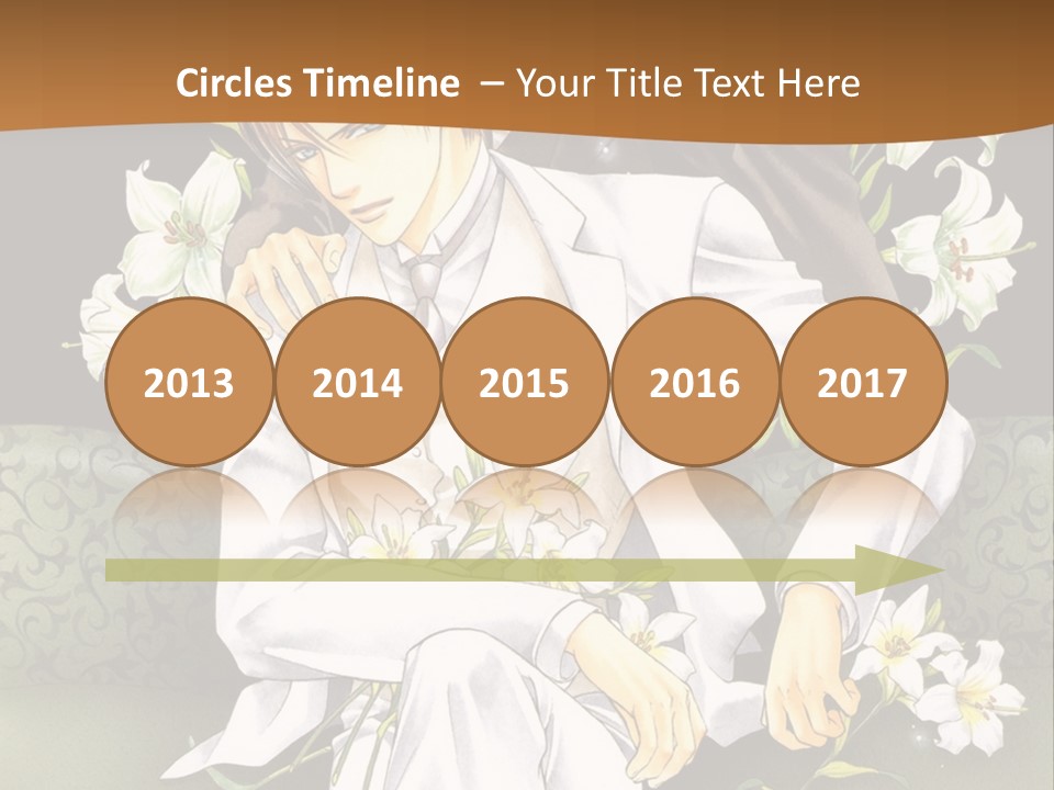 A Man And Woman Sitting On A Couch With Flowers PowerPoint Template