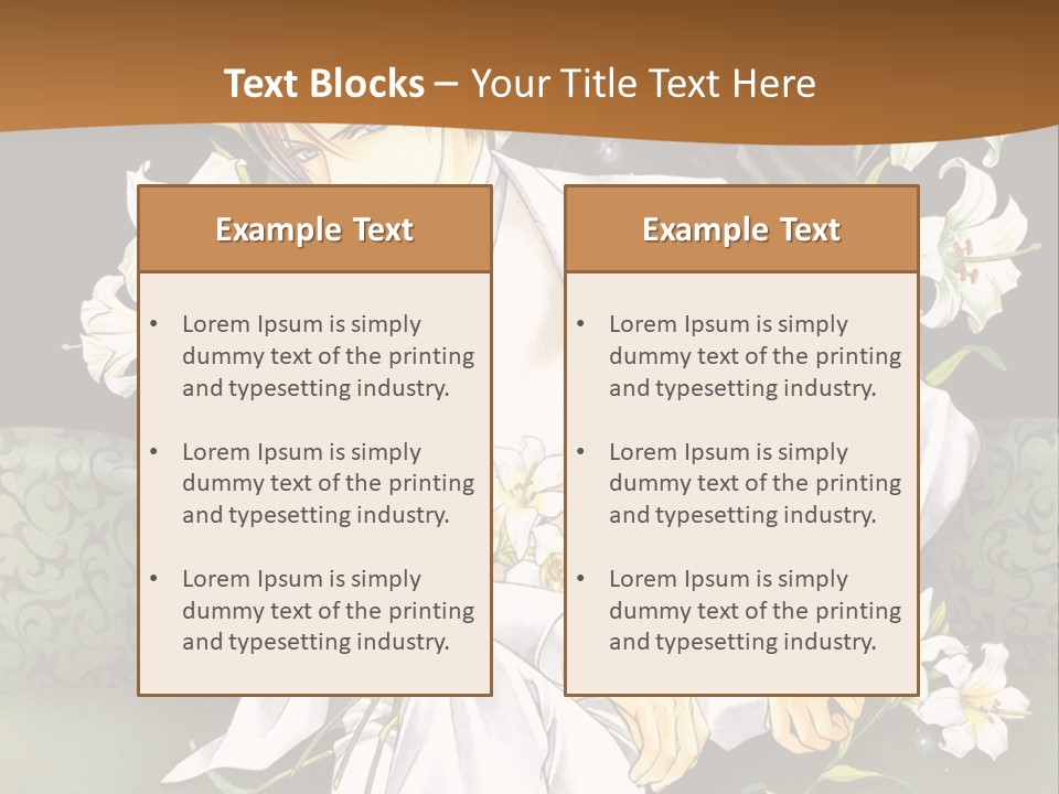 A Man And Woman Sitting On A Couch With Flowers PowerPoint Template