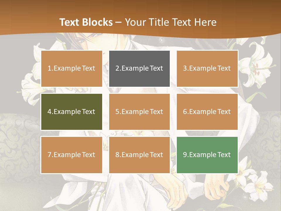 A Man And Woman Sitting On A Couch With Flowers PowerPoint Template