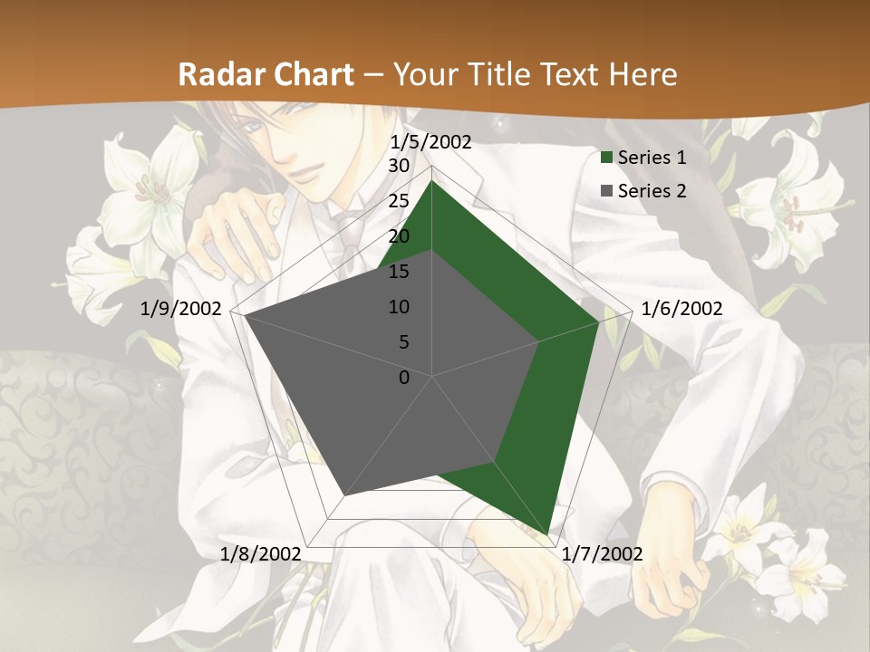A Man And Woman Sitting On A Couch With Flowers PowerPoint Template