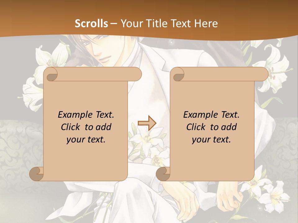 A Man And Woman Sitting On A Couch With Flowers PowerPoint Template