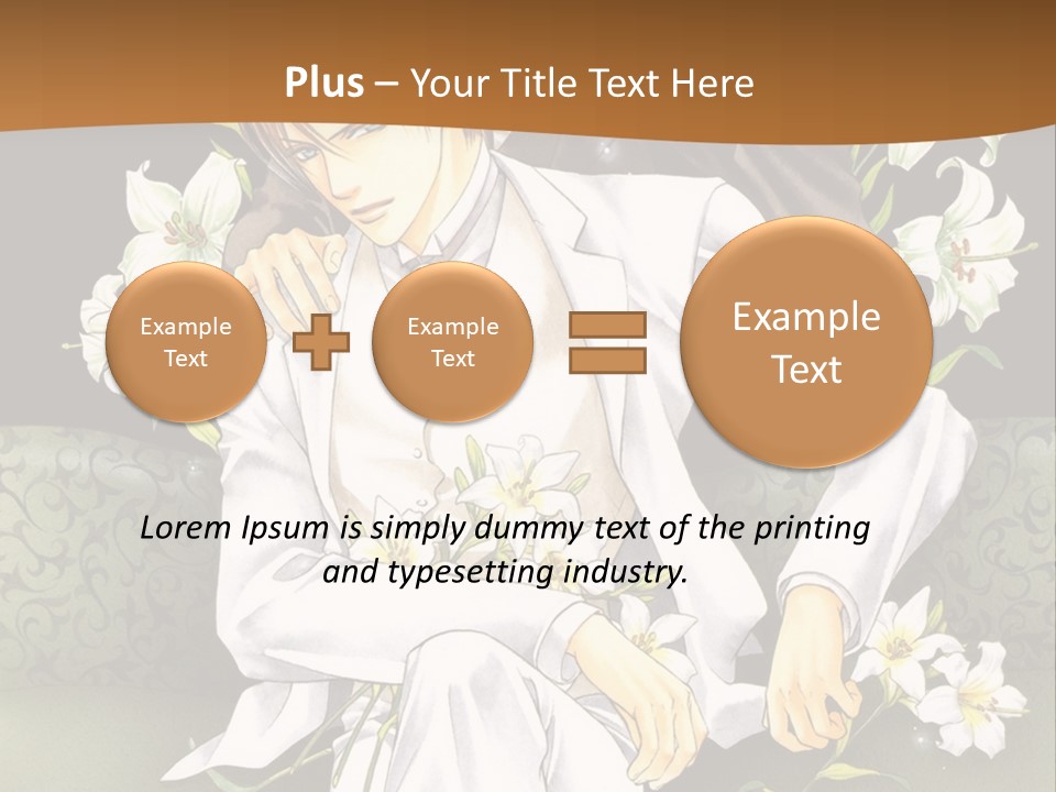 A Man And Woman Sitting On A Couch With Flowers PowerPoint Template