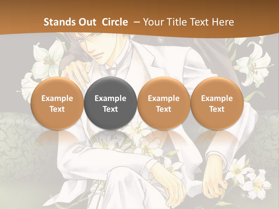 A Man And Woman Sitting On A Couch With Flowers PowerPoint Template