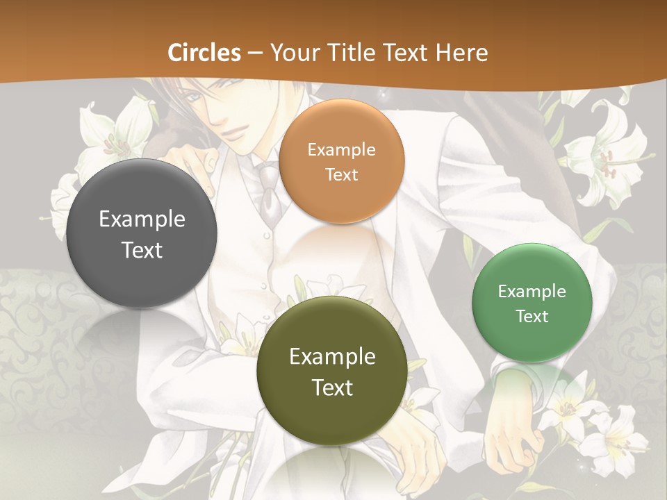 A Man And Woman Sitting On A Couch With Flowers PowerPoint Template