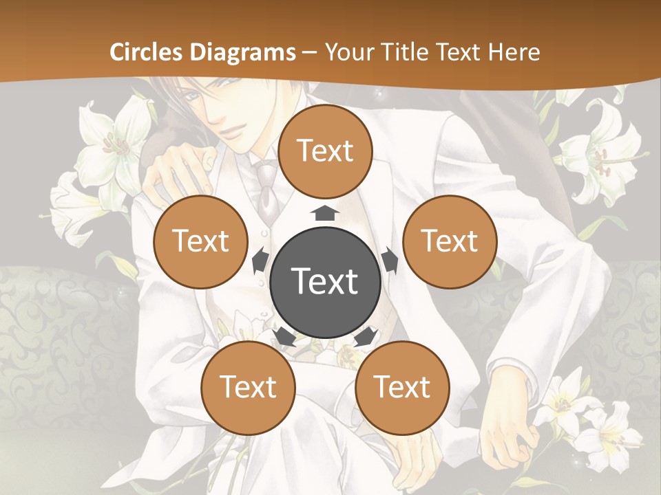 A Man And Woman Sitting On A Couch With Flowers PowerPoint Template