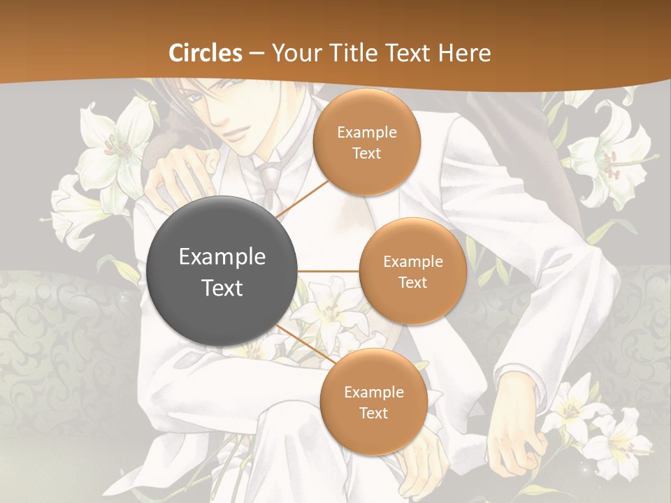 A Man And Woman Sitting On A Couch With Flowers PowerPoint Template