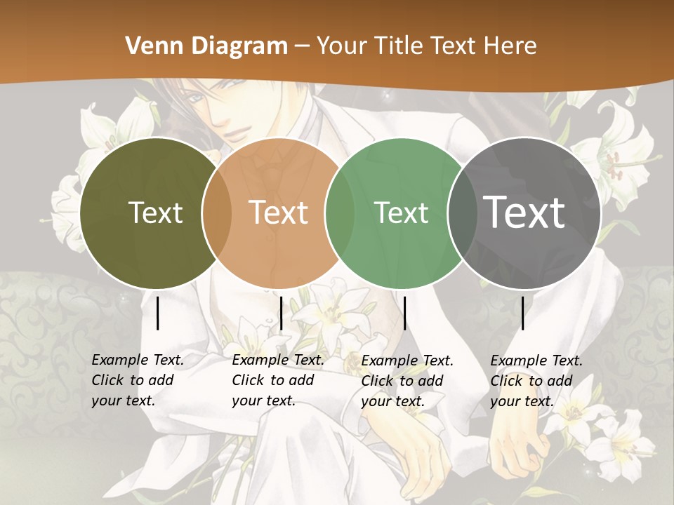 A Man And Woman Sitting On A Couch With Flowers PowerPoint Template