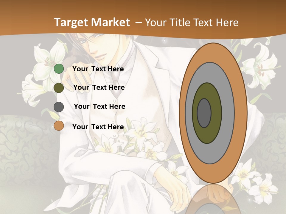 A Man And Woman Sitting On A Couch With Flowers PowerPoint Template