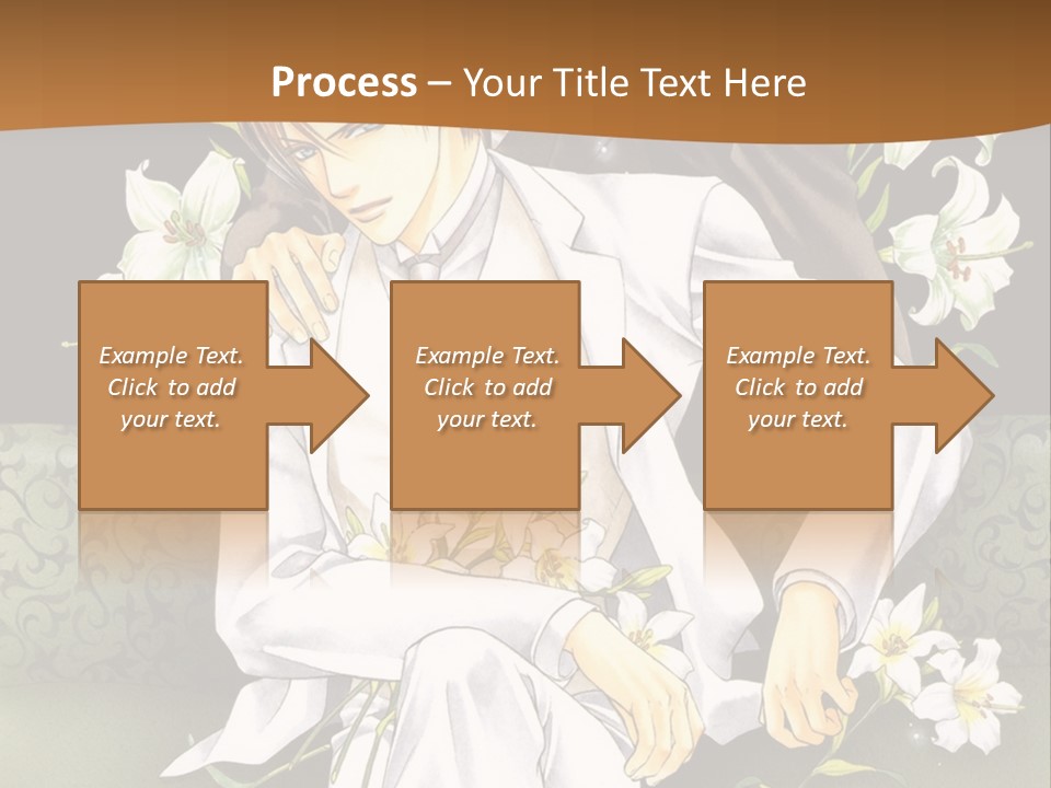 A Man And Woman Sitting On A Couch With Flowers PowerPoint Template