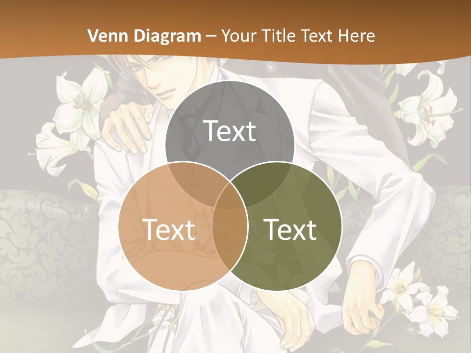 A Man And Woman Sitting On A Couch With Flowers PowerPoint Template