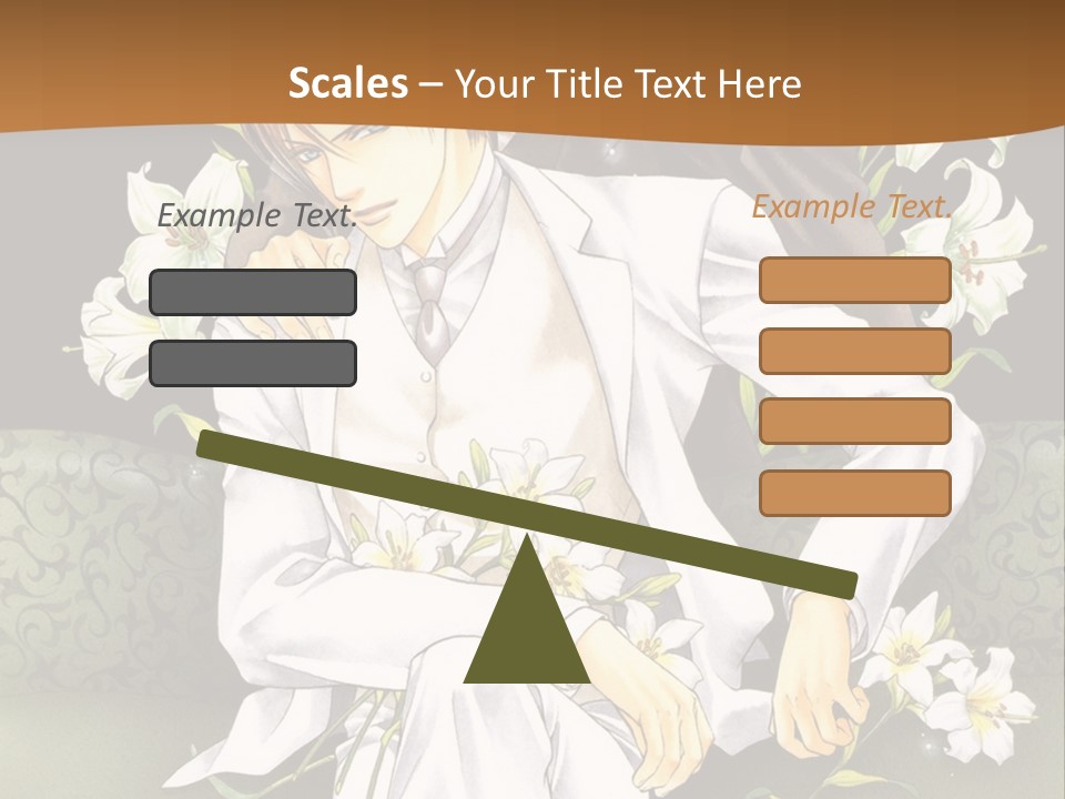 A Man And Woman Sitting On A Couch With Flowers PowerPoint Template