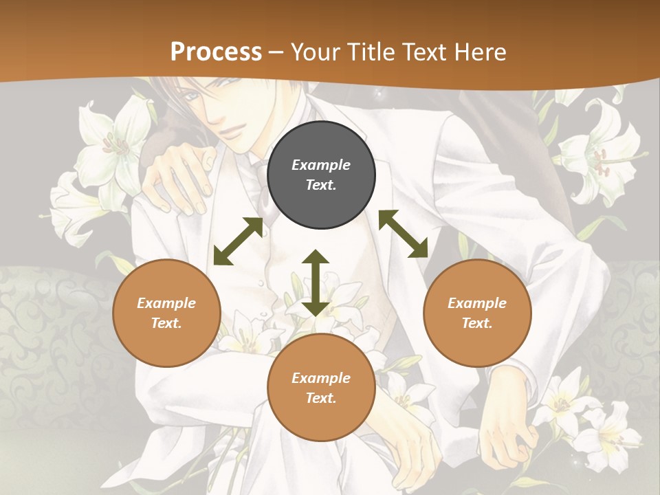 A Man And Woman Sitting On A Couch With Flowers PowerPoint Template