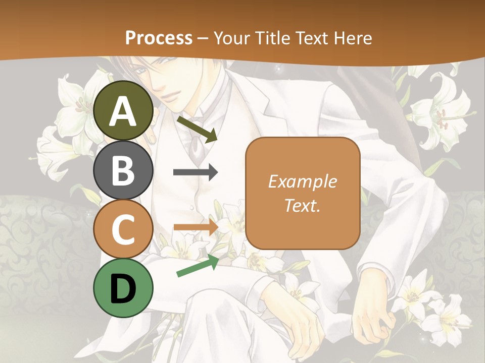 A Man And Woman Sitting On A Couch With Flowers PowerPoint Template